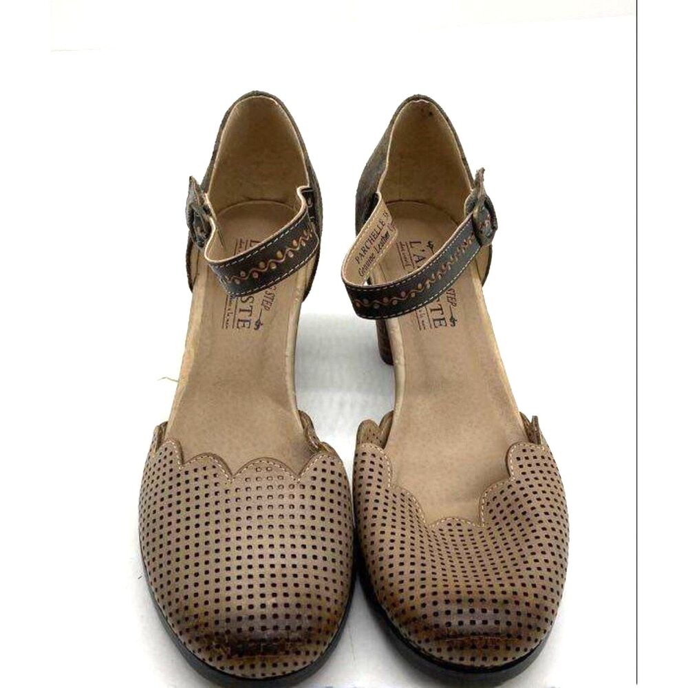 L'Artiste by Spring Step Brown Leather Mary Jane Heels Pumps Size 38 (US 7.5-8)